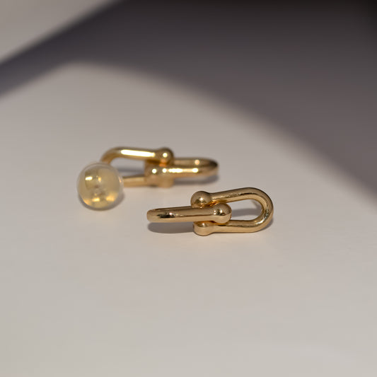 Aurora 9k Solid Gold Link Drop Earrings
