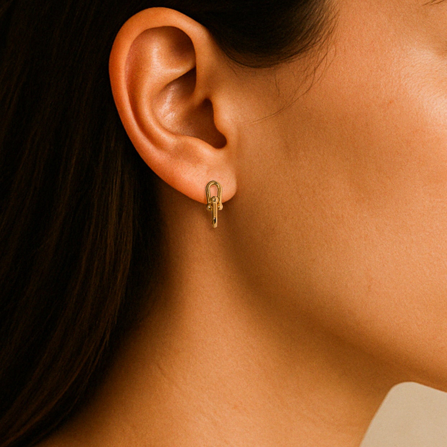 Aurora 9k Solid Gold Link Drop Earrings