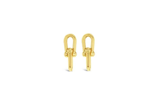 Aurora 9k Solid Gold Link Drop Earrings
