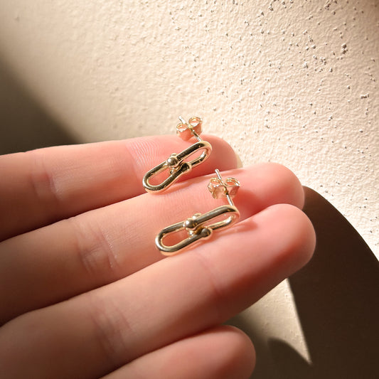Aurora 9k Solid Gold Link Drop Earrings
