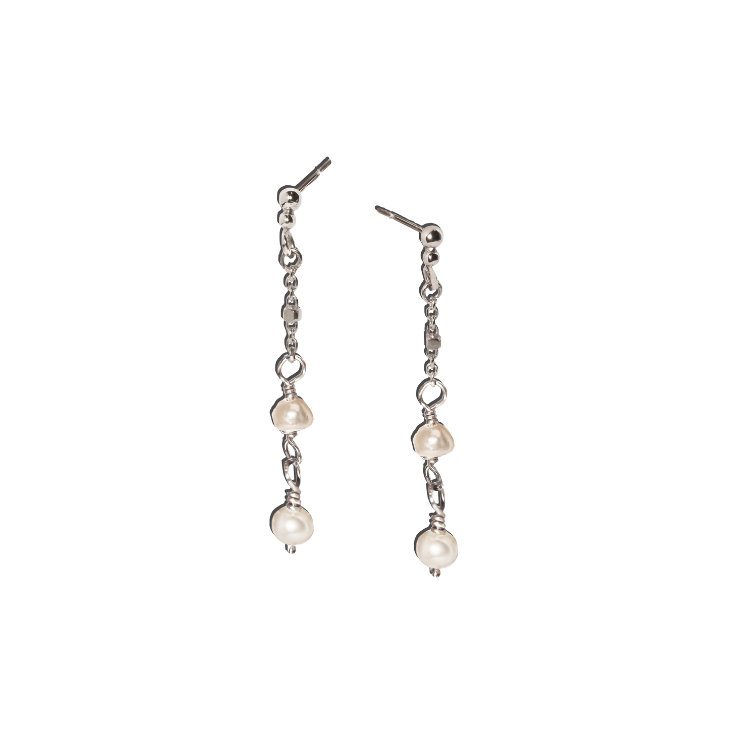 Bella Pearl Chain Drop Studs in Solid 9k Gold