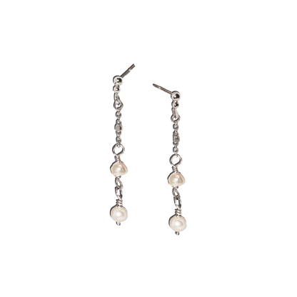 Bella Pearl Chain Drop Studs in Solid 9k Gold