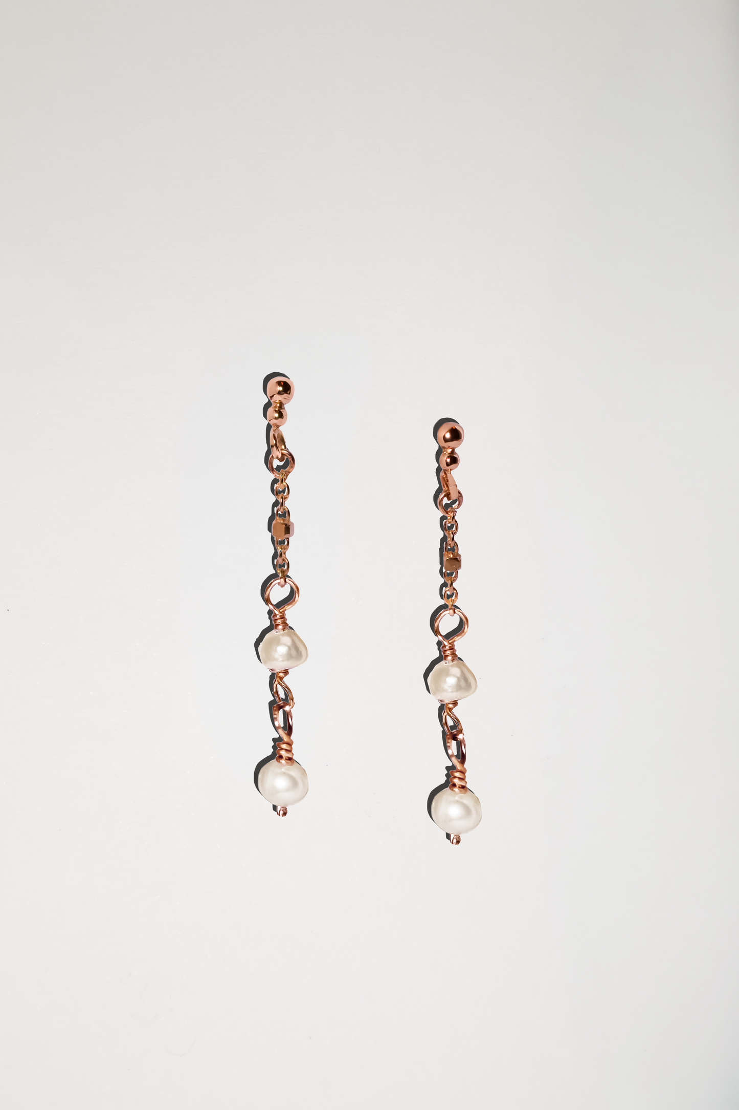 Bella Pearl Chain Drop Studs in Solid 9k Gold