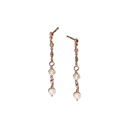 Bella Pearl Chain Drop Studs in Solid 9k Gold