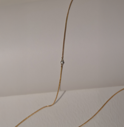 Accent Diamond Necklace in Solid 9k Yellow Gold