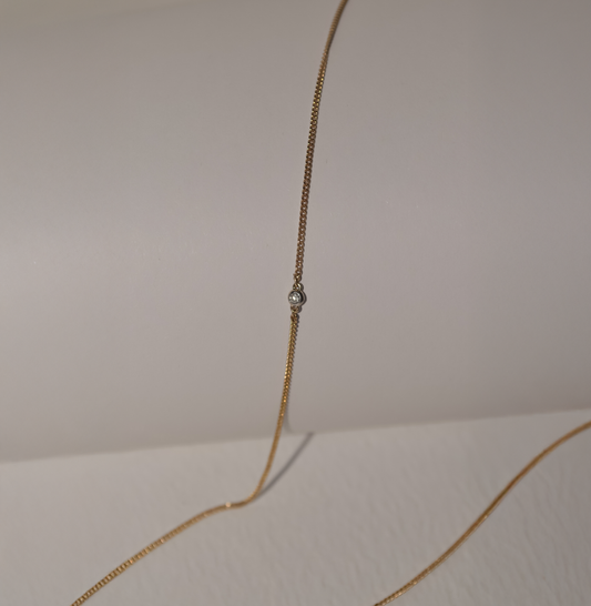 Accent Diamond Necklace in Solid 9k Yellow Gold