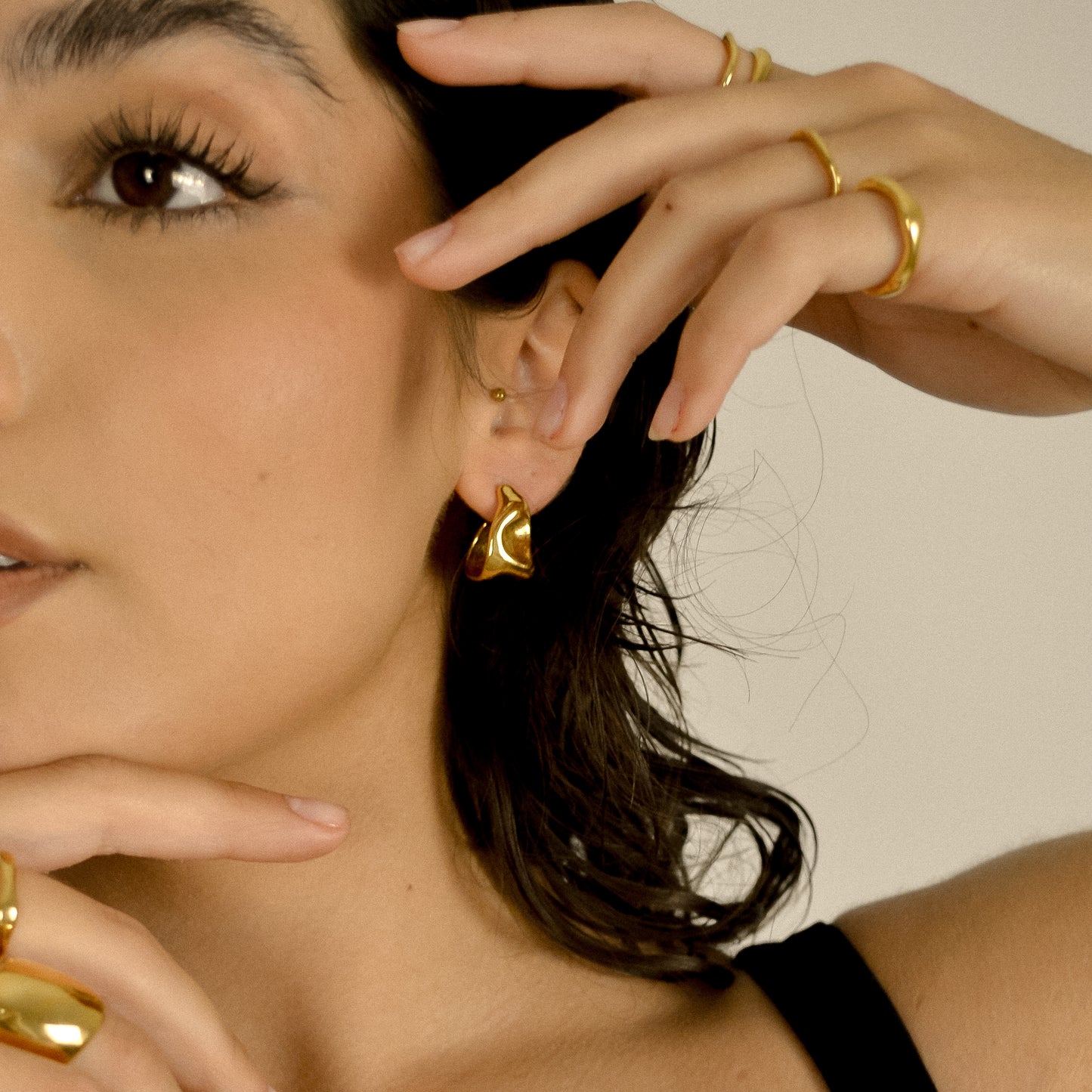 Billie Textured Chunky Gold Hoops
