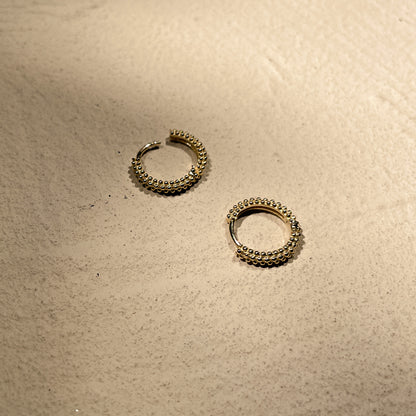 Brita Textured Solid 9k Gold Hoop Earrings