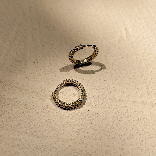 Brita Textured Solid 9k Gold Hoop Earrings