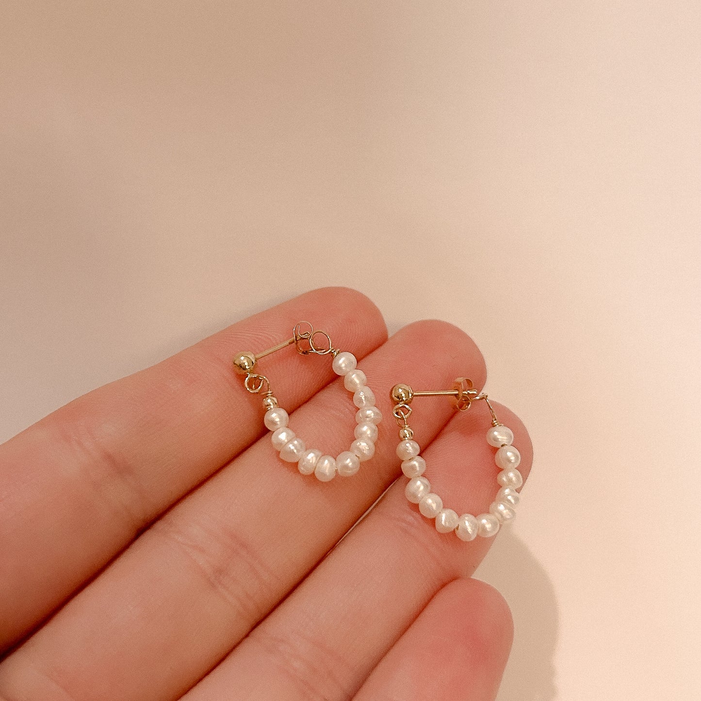 Chloe Solid Gold Seed Pearl Earrings
