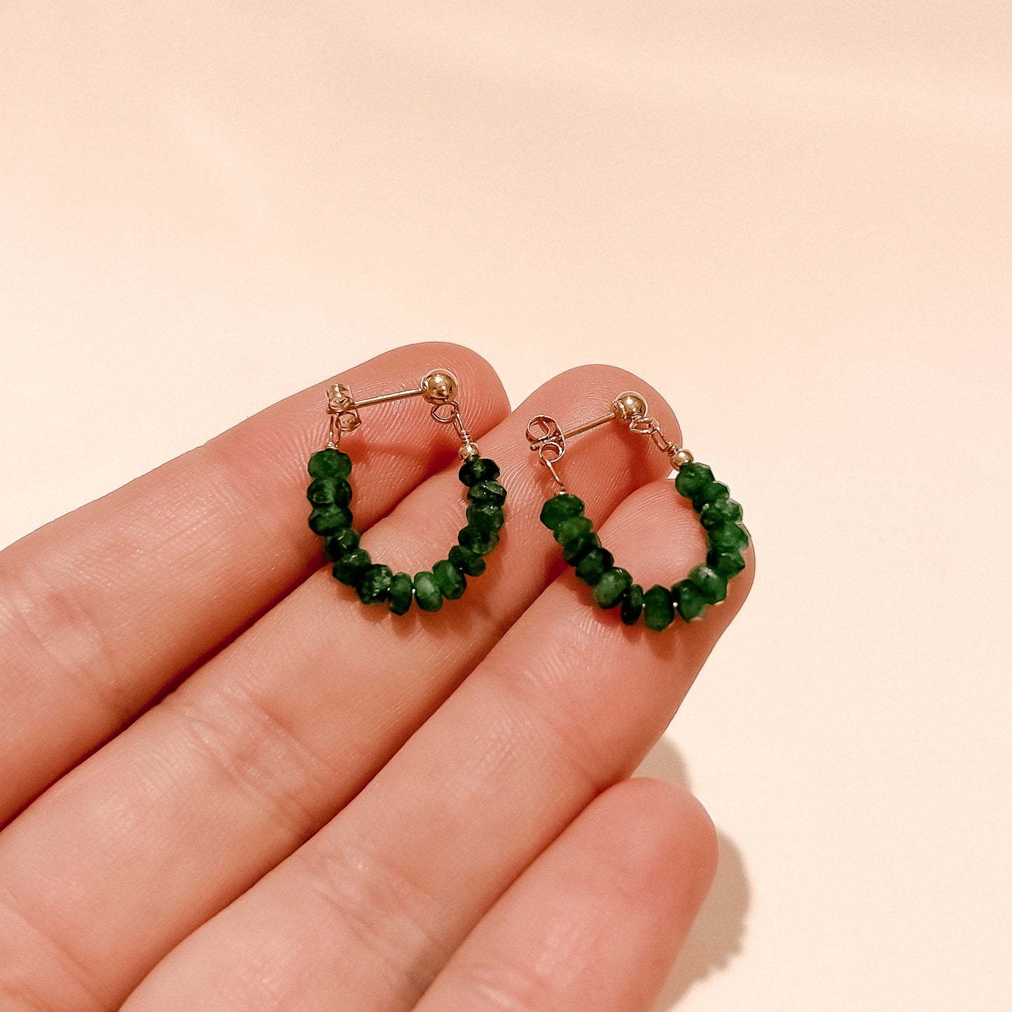 Chloe Solid Gold Emerald Gem Earrings