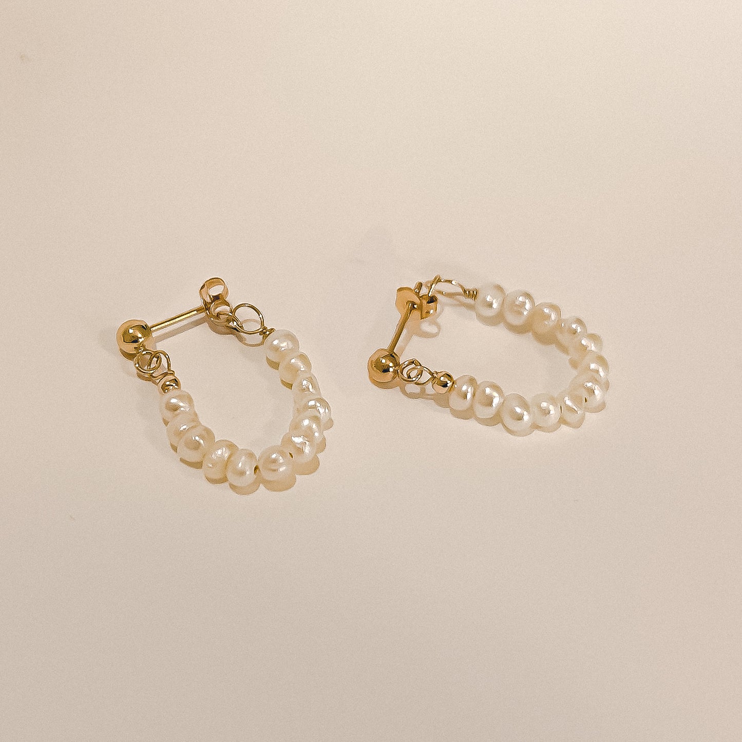 Chloe Solid Gold Seed Pearl Earrings