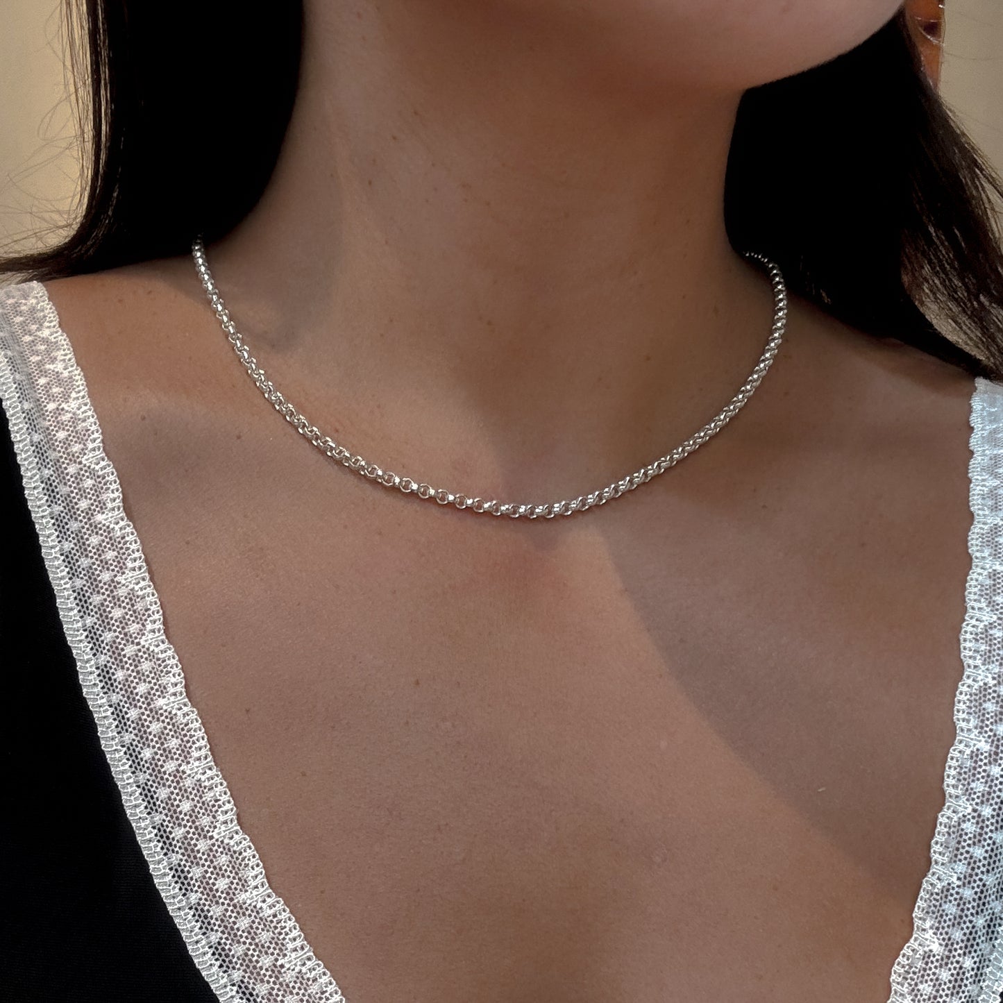 Chunky Rolo Chain Necklace in Sterling Silver