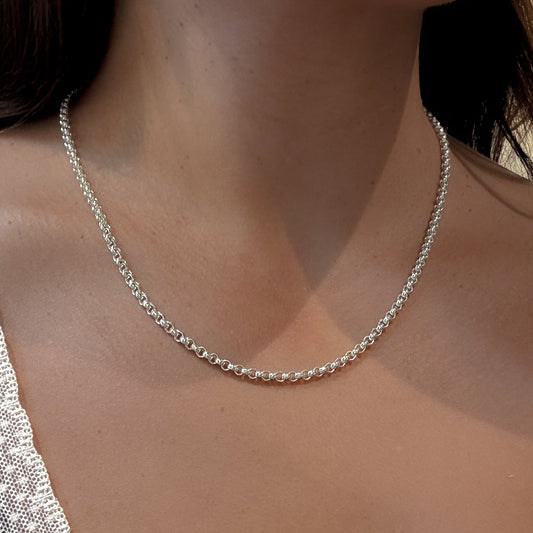 Chunky Rolo Chain Necklace in Sterling Silver