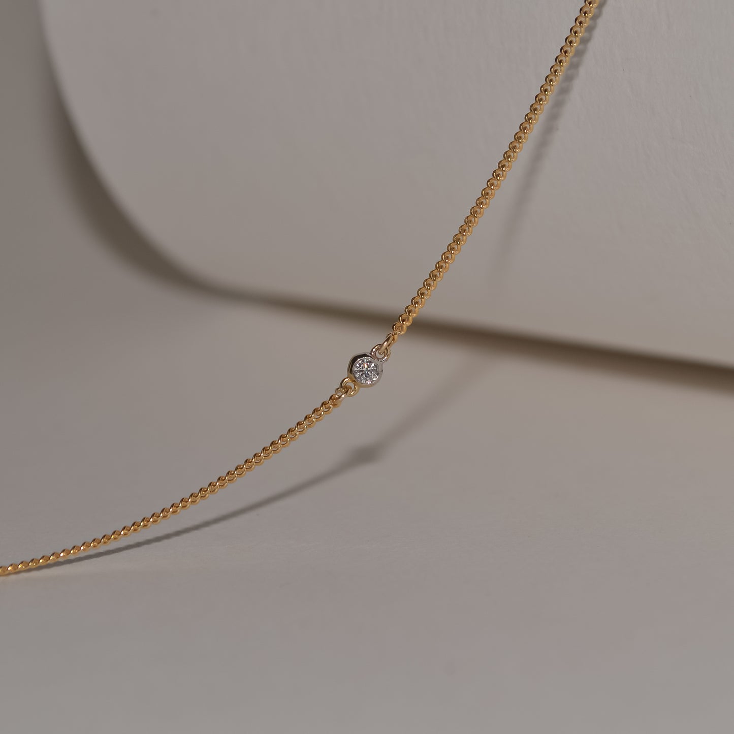 Single Accent Diamond Necklace In Solid 9k Yellow Gold
