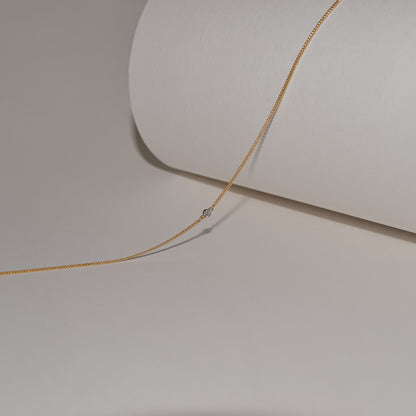 Single Accent Diamond Necklace In Solid 9k Yellow Gold