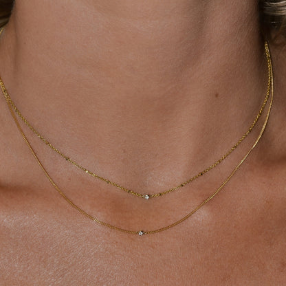 Single Accent Diamond Necklace In Solid 9k Yellow Gold