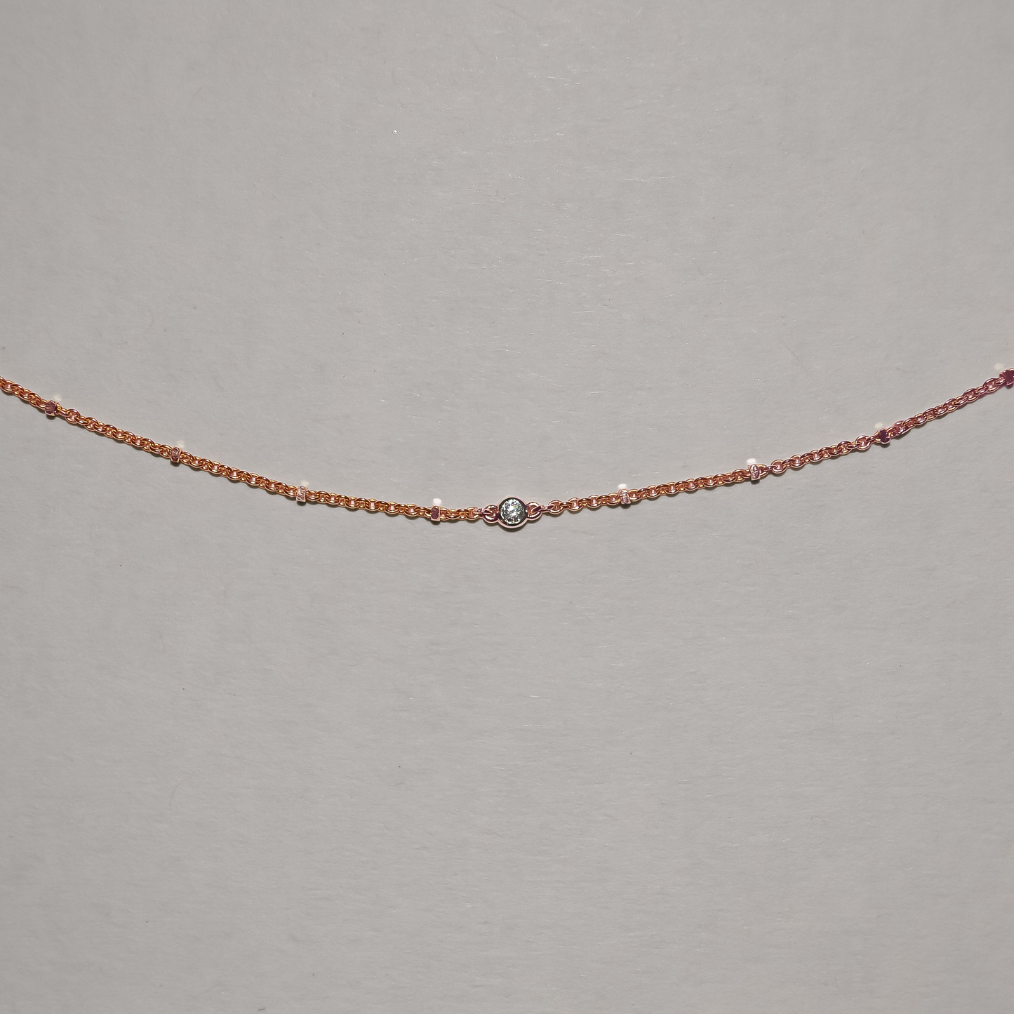 Single Accent Diamond Necklace In Solid 9k Rose Gold