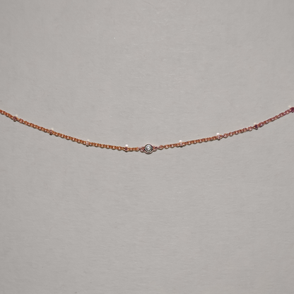 Single Accent Diamond Necklace In Solid 9k Rose Gold