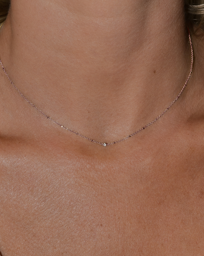Single Accent Diamond Necklace In Solid 9k Rose Gold