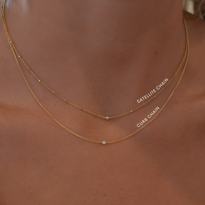 Single Accent Diamond Necklace In Solid 9k Yellow Gold