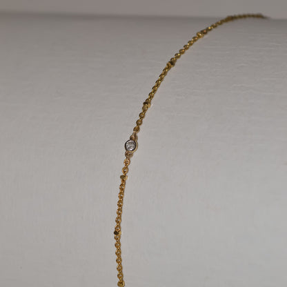 Single Accent Diamond Bracelet In Solid 9k Yellow Gold
