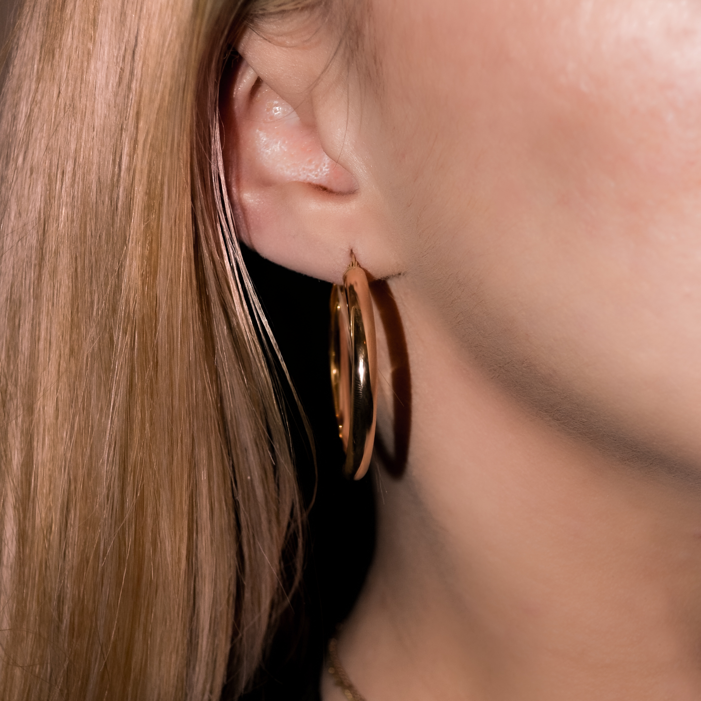 Marley Chunky Solid 9k Gold Hoop Earrings