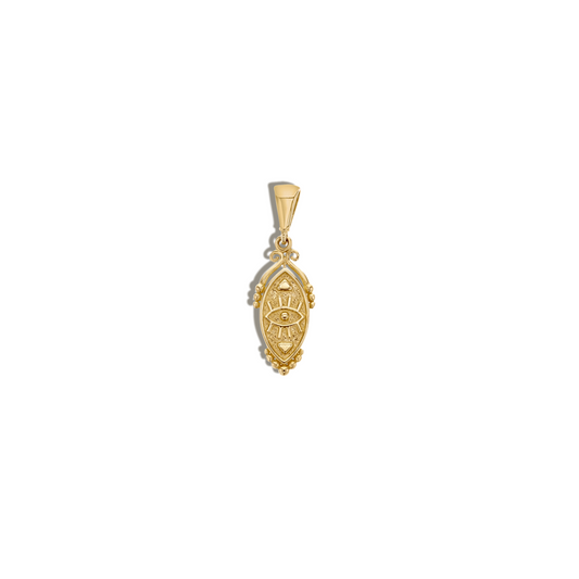 Evil-Eye Textured Pendant - Echo Pendant in Solid 9k Yellow Gold