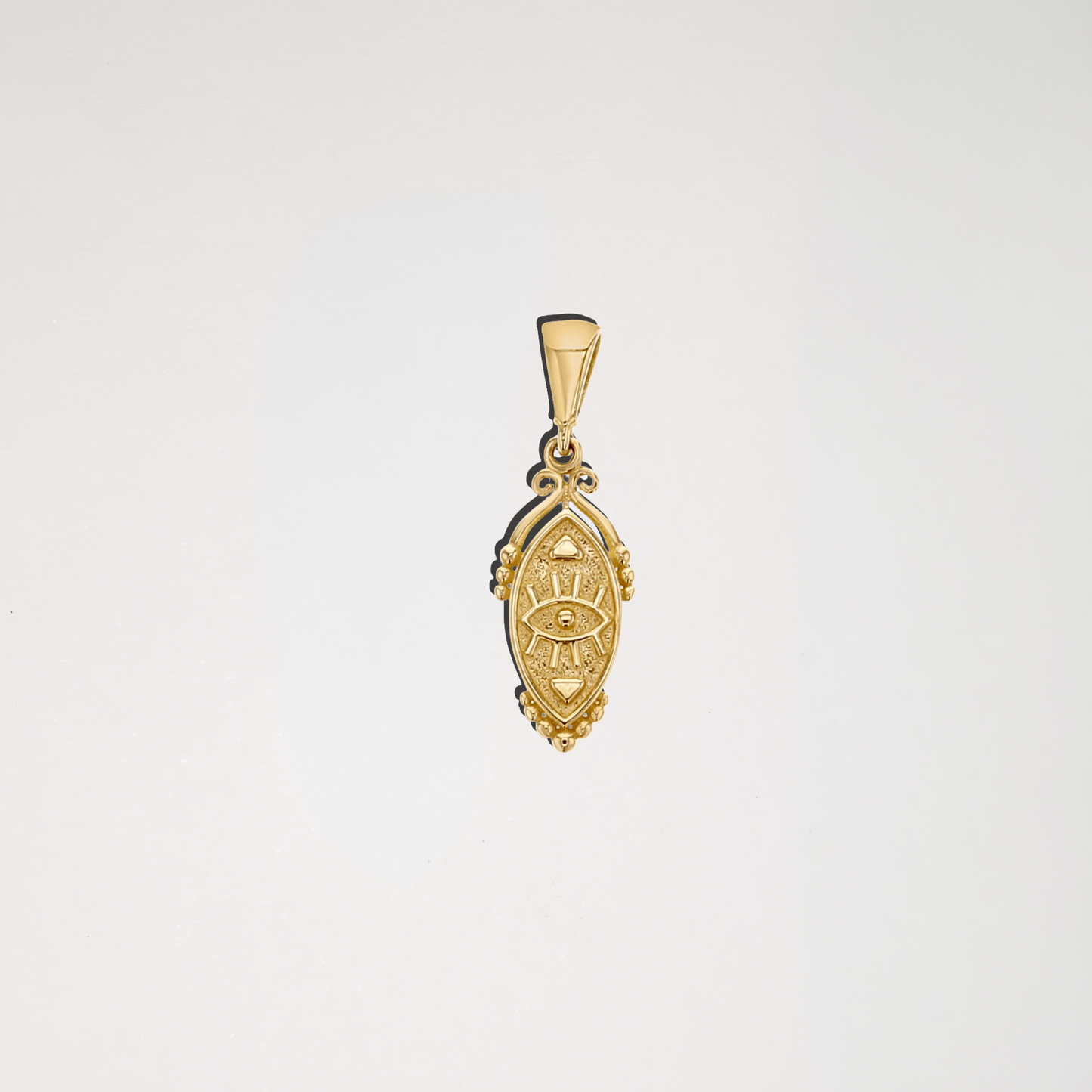 Evil-Eye Textured Pendant - Echo Pendant in Solid 9k Yellow Gold