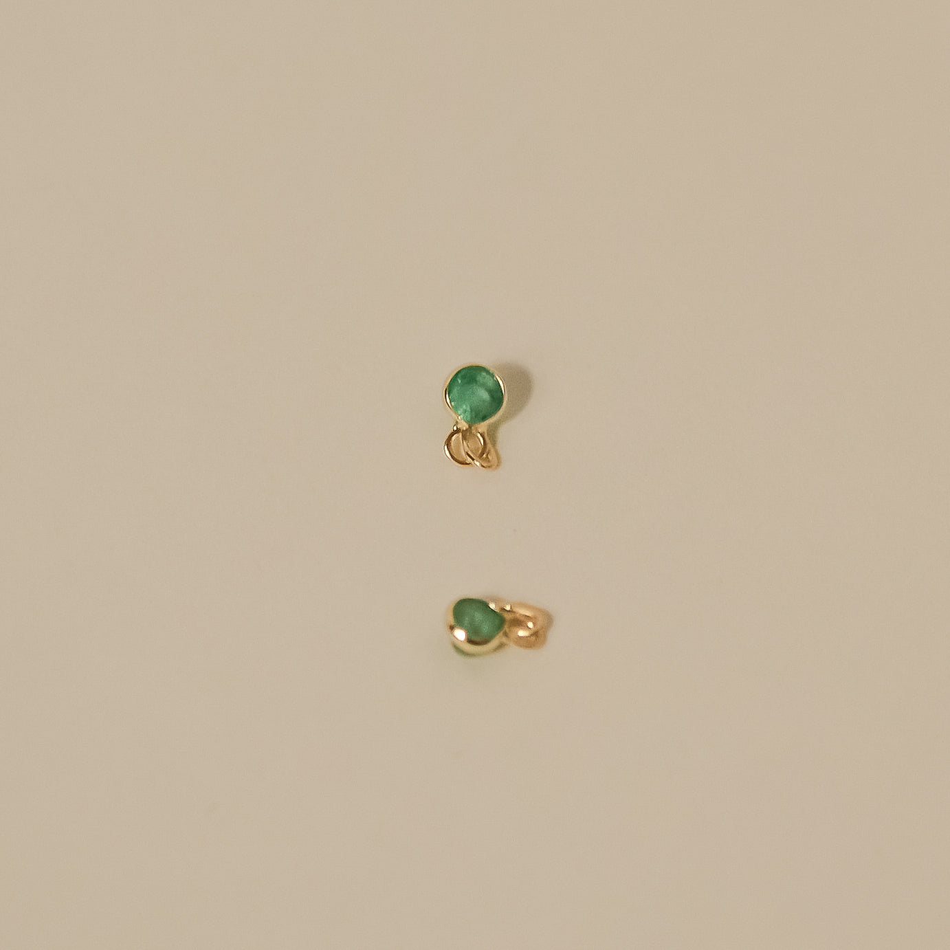emerald round tiny charm gold 