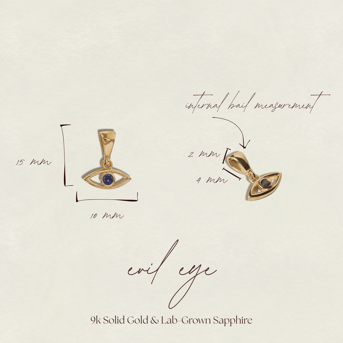 Evil-Eye Charm in Solid 9k Yellow Gold