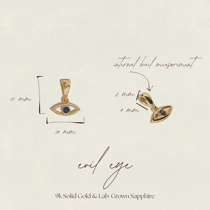 Evil-Eye Charm in Solid 9k Yellow Gold
