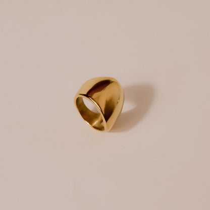 chunky gold formed ring, statement piece, tarnish resistant 