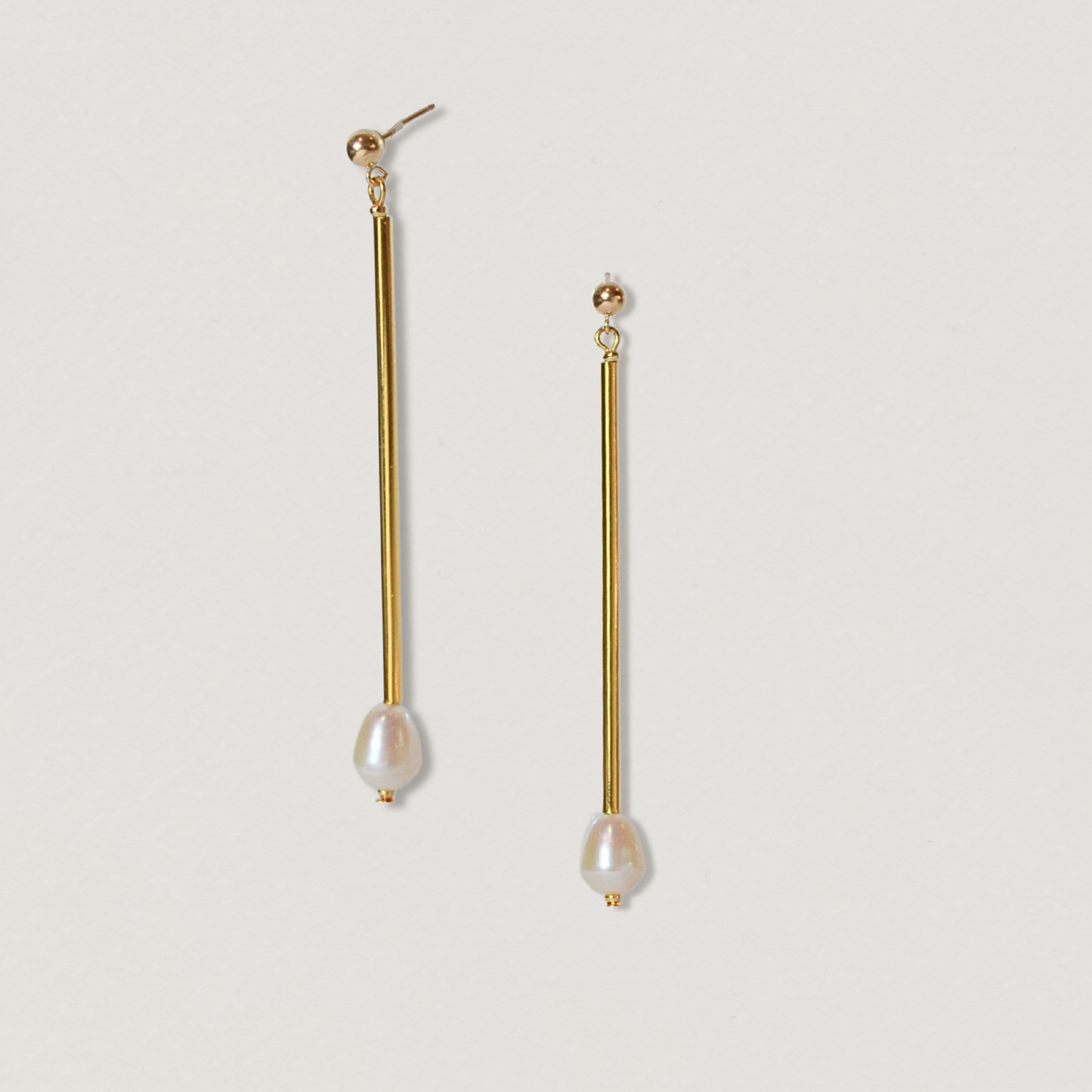 stylish gold long drop  pearl and gold  earrings