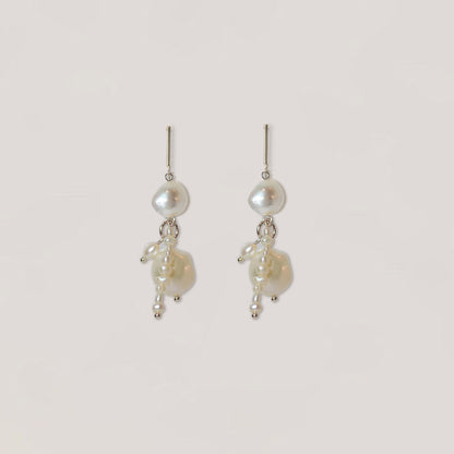 Imogen Silver Drop Pearl Studs