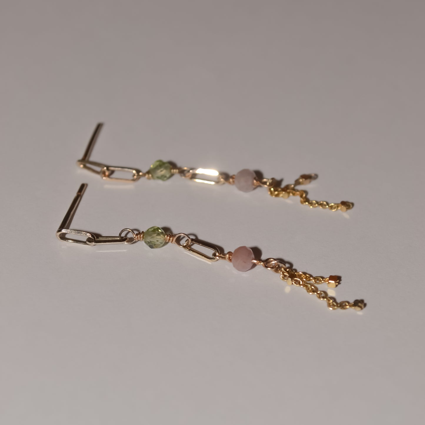 Isby Gemstone Chain Drop Studs in Solid 9k Yellow Gold