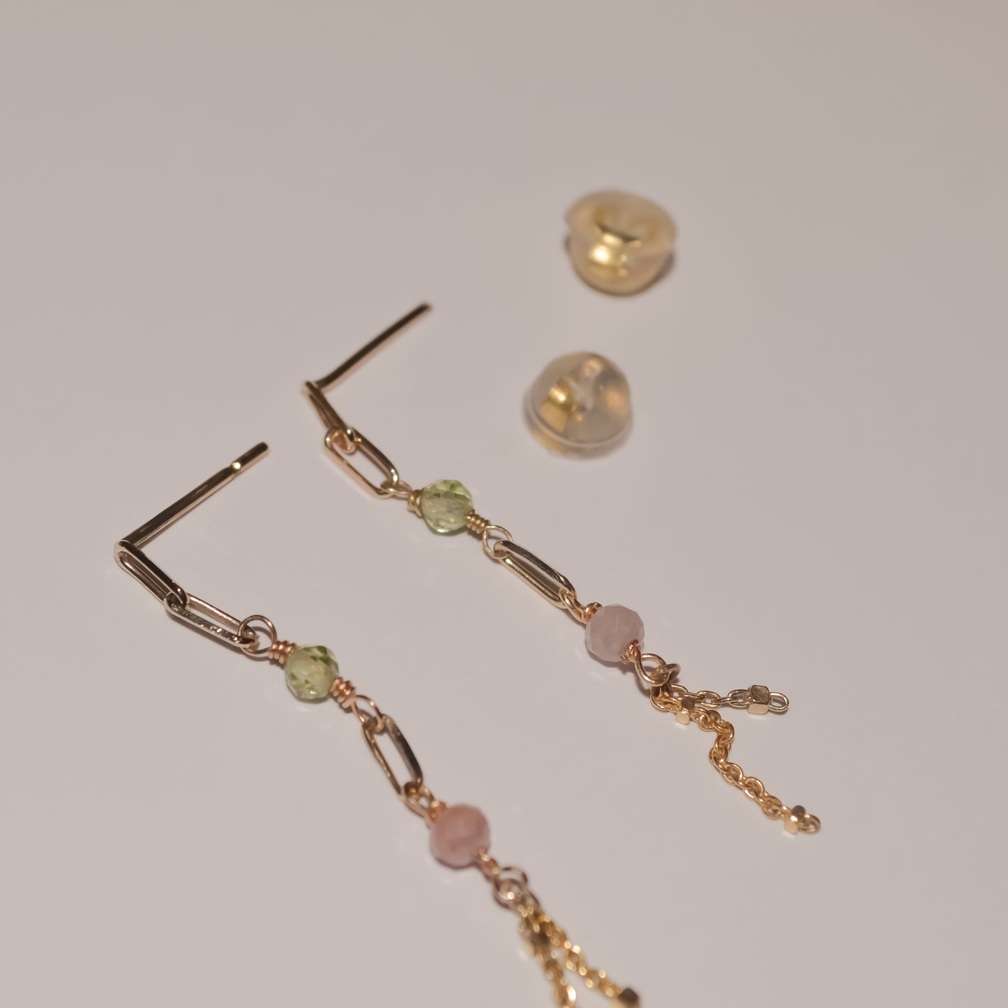 Isby Gemstone Chain Drop Studs in Solid 9k Yellow Gold