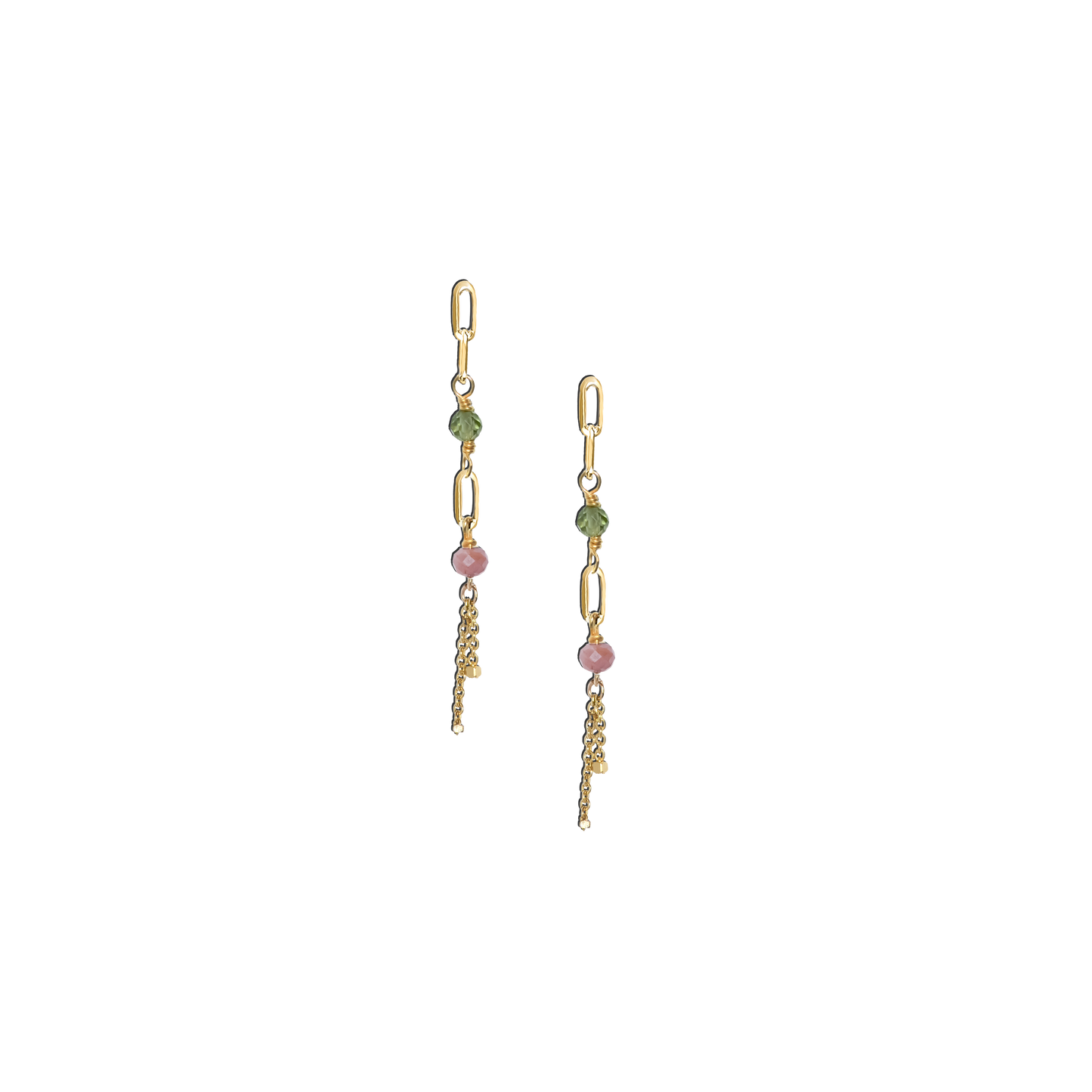 Isby Gemstone Chain Drop Studs in Solid 9k Yellow Gold
