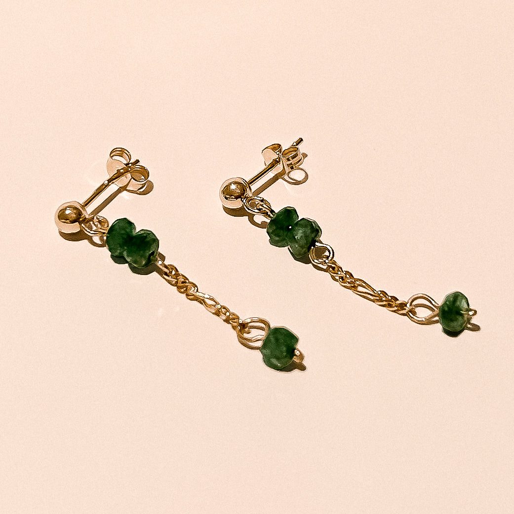 Isla Solid Gold Chain Emerald Earrings