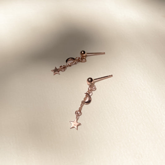 Ivy Solid Gold Chain Earrings in Solid 9k Rose Gold