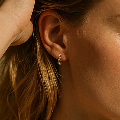 Chain Droplet Stud Earrings -  Lore Studs in 9k Solid Gold