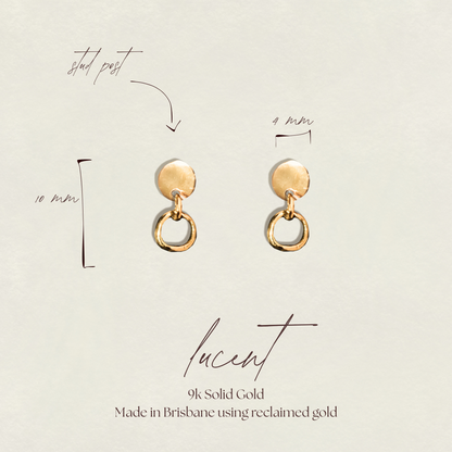 Simple Dainty Droplet Stud - Lucent Stud in 9k Solid Gold