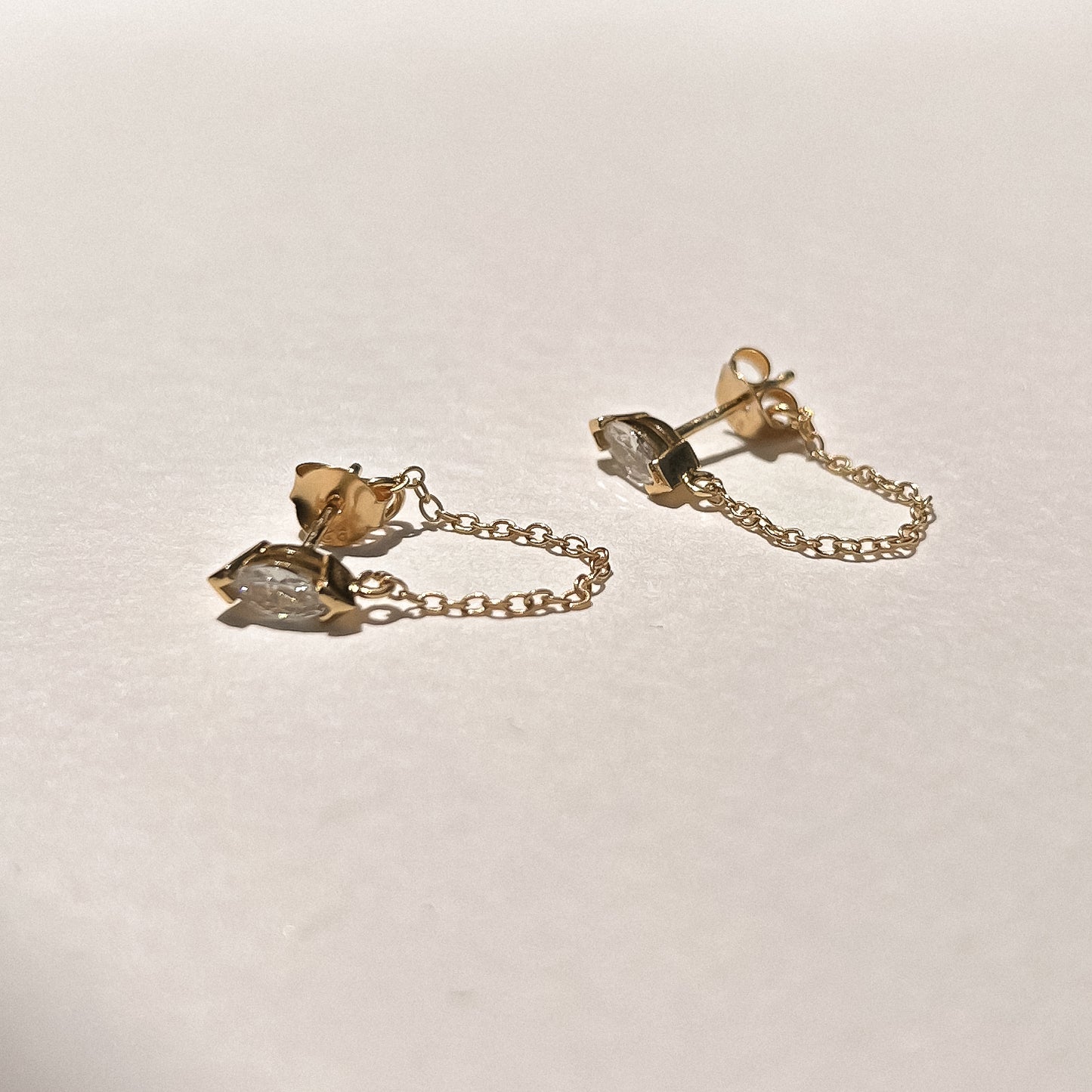 Lune Marquise Chain Earrings - Gold Vermeil