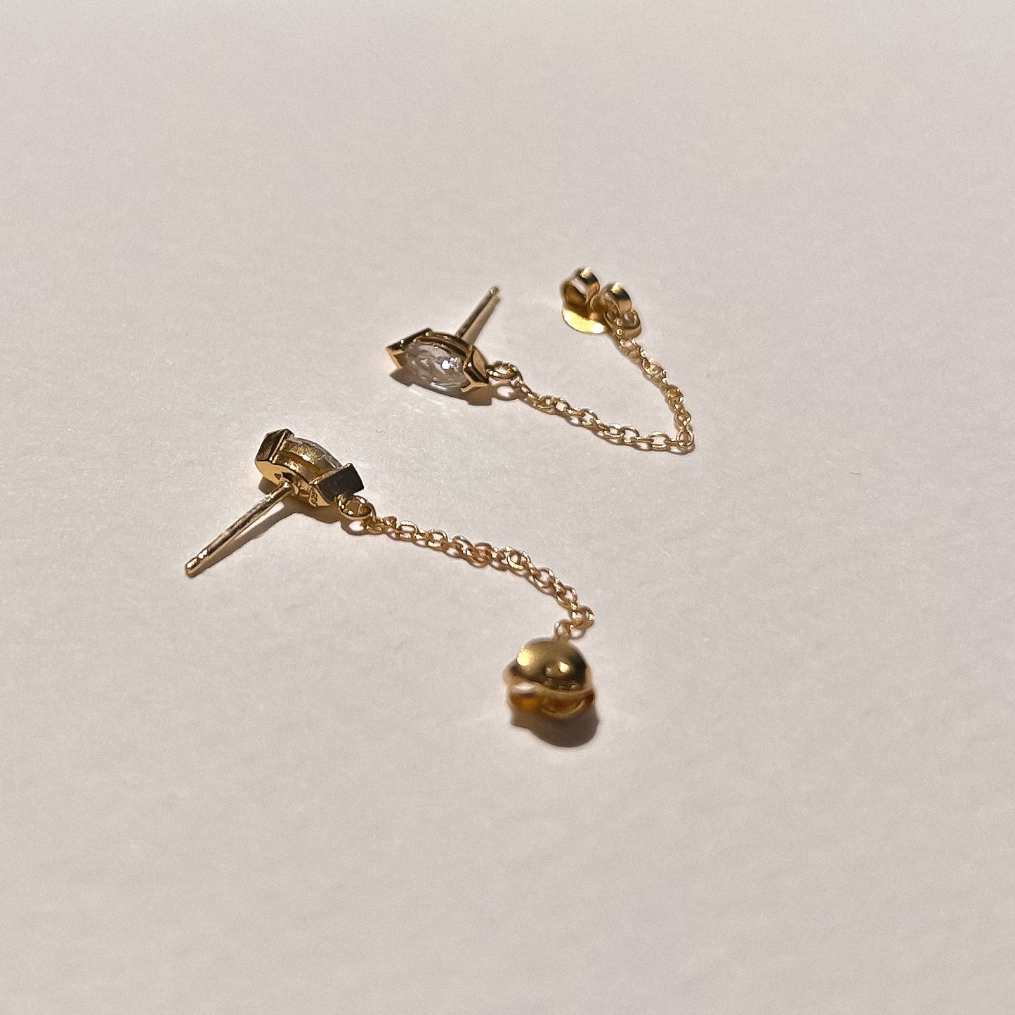 Lune Marquise Chain Earrings - Gold Vermeil