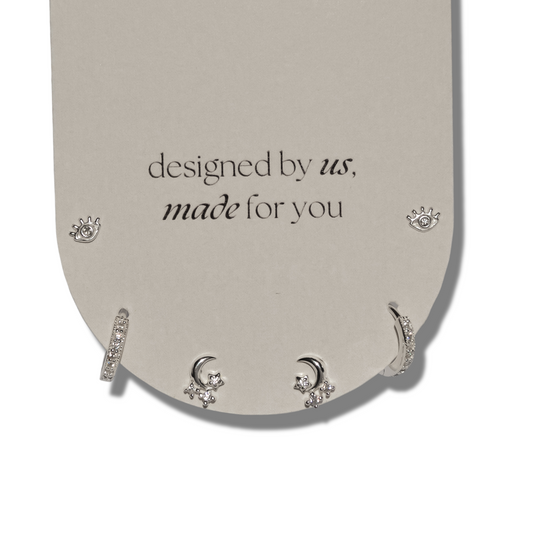 Curated Ear Stack: Lynx + Flicker + Videre in Sterling Silver