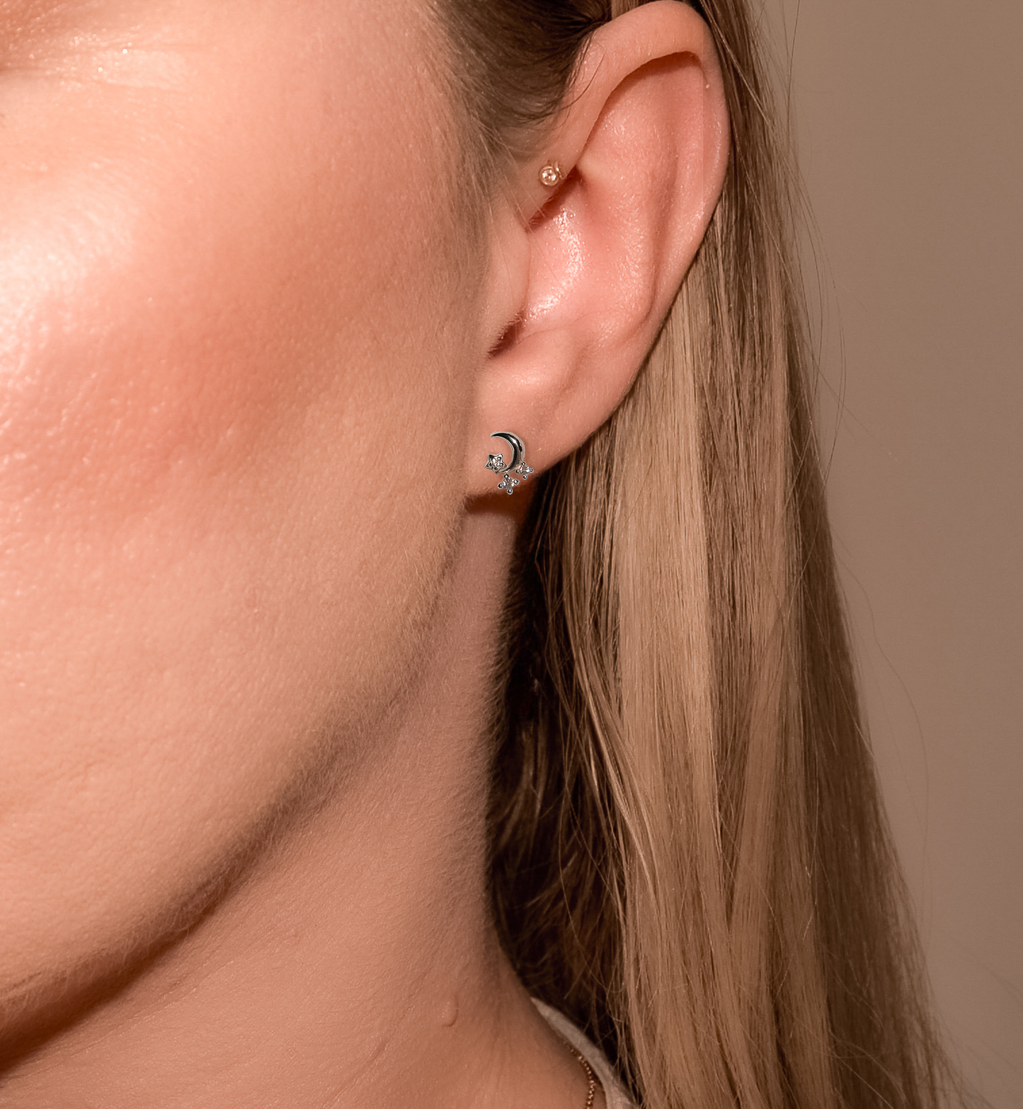 Lynx Moon Studs in Sterling Silver & CZ
