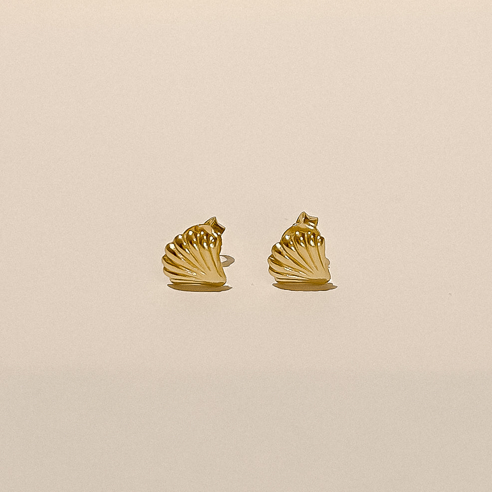 Malibu collection, gold seashell earrings, handmade 