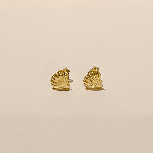 Malibu collection, gold seashell earrings, handmade 