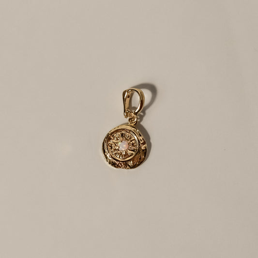 memento round opal textured pendant gold