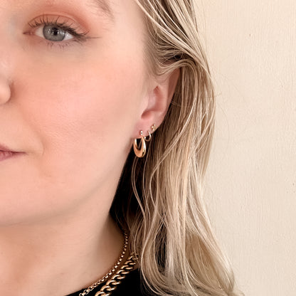 Solid 9k Gold Mini-Lahni Hoop Earrings